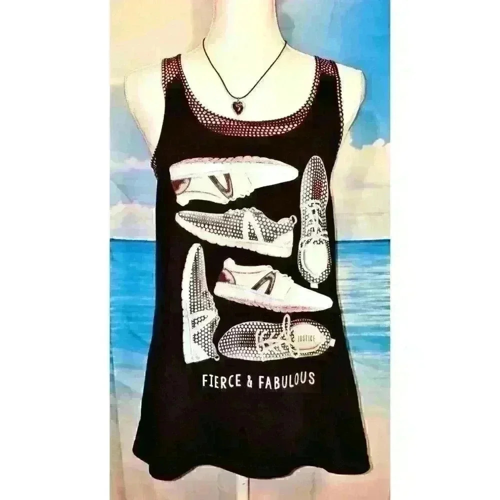 Vtg JUSTICE Juniors TANK Top Teen Athletic Workout YOGA PILATES Shirt size XXL
